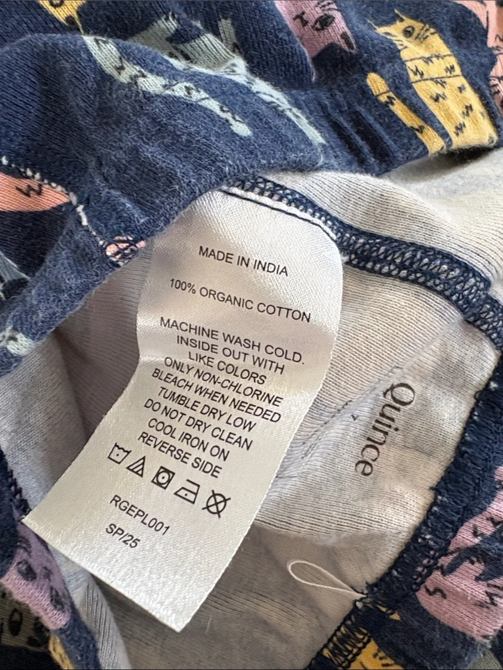 Quince Navy Short-Sleeve Cat Print Pajama Set - Pink, Yellow, Blue, Green, Gray